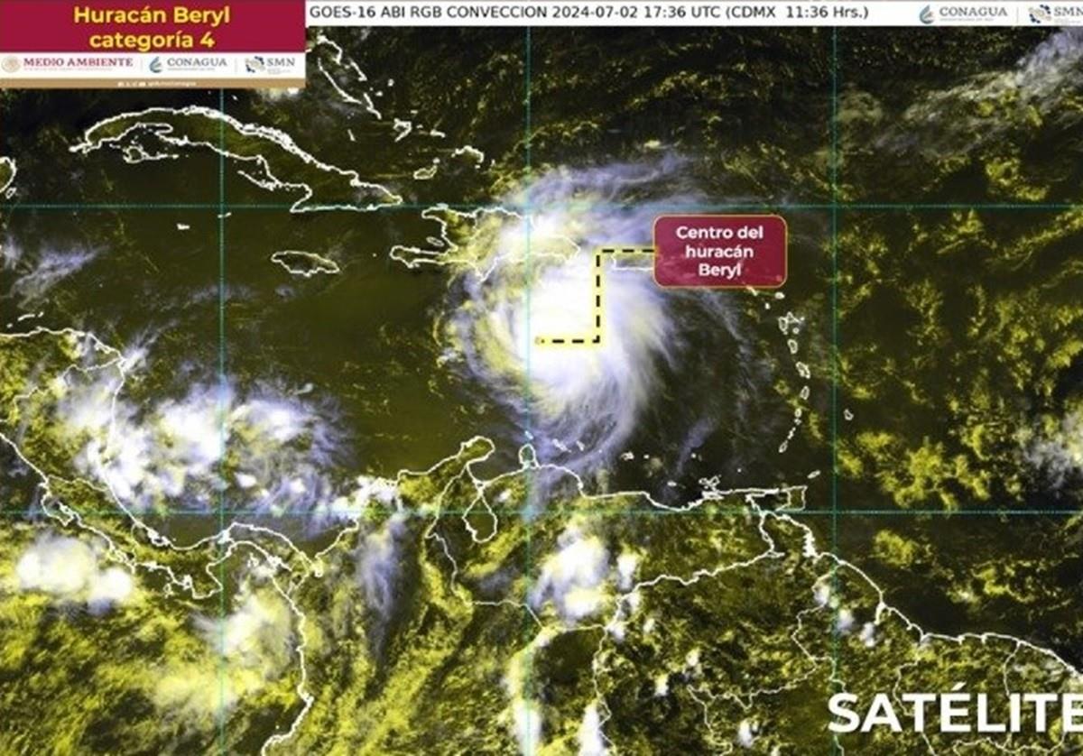 El huracán Beryl perdió fuerza y ya es categoría 4. Foto: X @conagua_clima