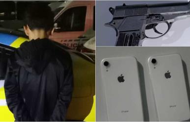 Menor de 14 años es detenido por asaltar a 2 jóvenes con arma tipo réplica