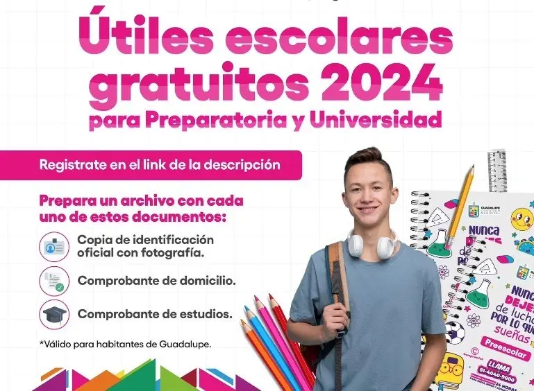 Inscripciones abiertas para recibir útiles escolares en Guadalupe