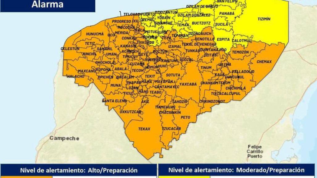 Declaran Alerta Naranja para 87 municipios de Yucatán por Beryl