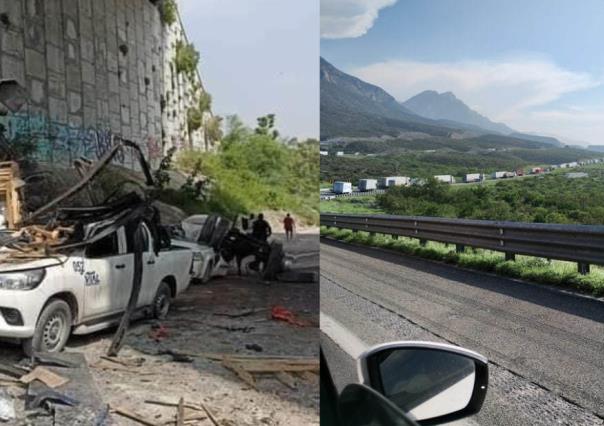 Abierta, circulación en carretera Saltillo-Monterrey tras accidente de tráiler