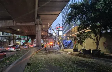 Camión derriba cableado y se cierra lateral de Periférico en Polanco