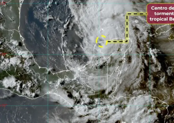 ¡Tras 11 horas!, Beryl se aleja de Yucatán como tormenta tropical