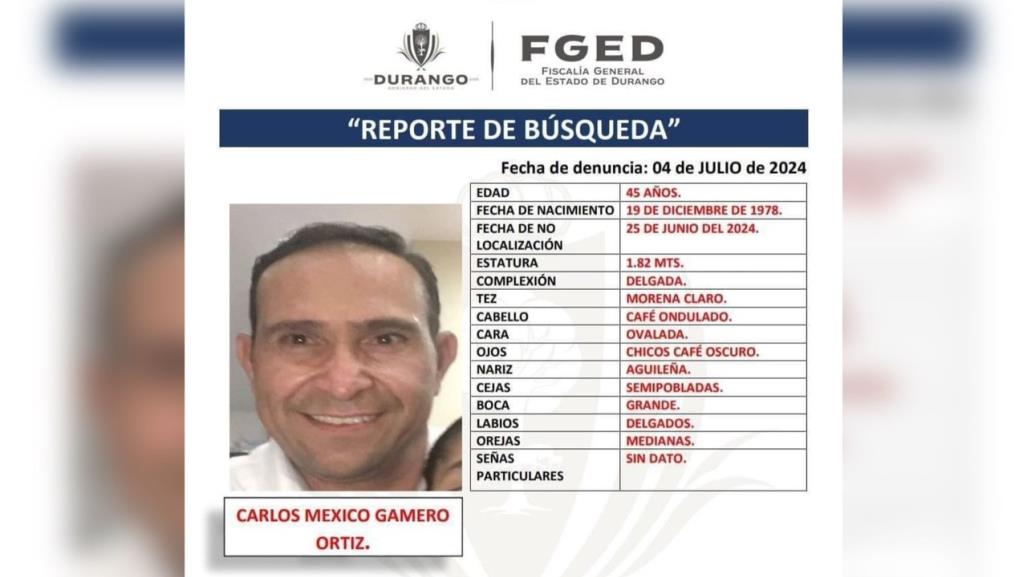 Reportan desaparecido a ex Director de Protección Civil de Durango