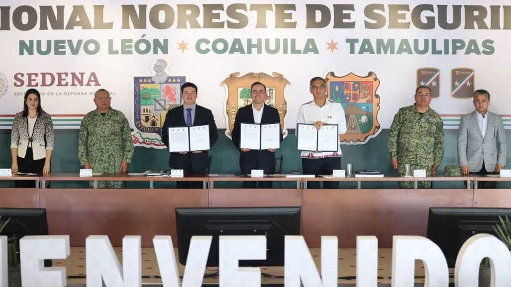 Firma Américo convenio de seguridad con gobernadores de Coahuila y Nuevo León