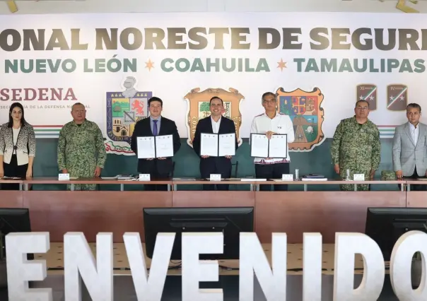 Firma Américo convenio de seguridad con gobernadores de Coahuila y Nuevo León