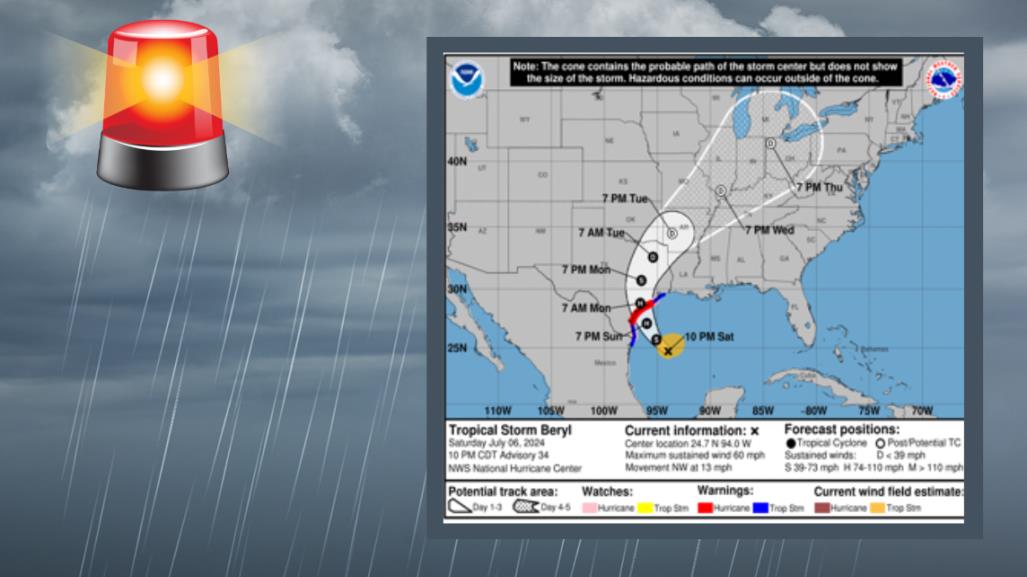 Tormenta tropical Beryl se fortalecerá como huracán; costa de Texas