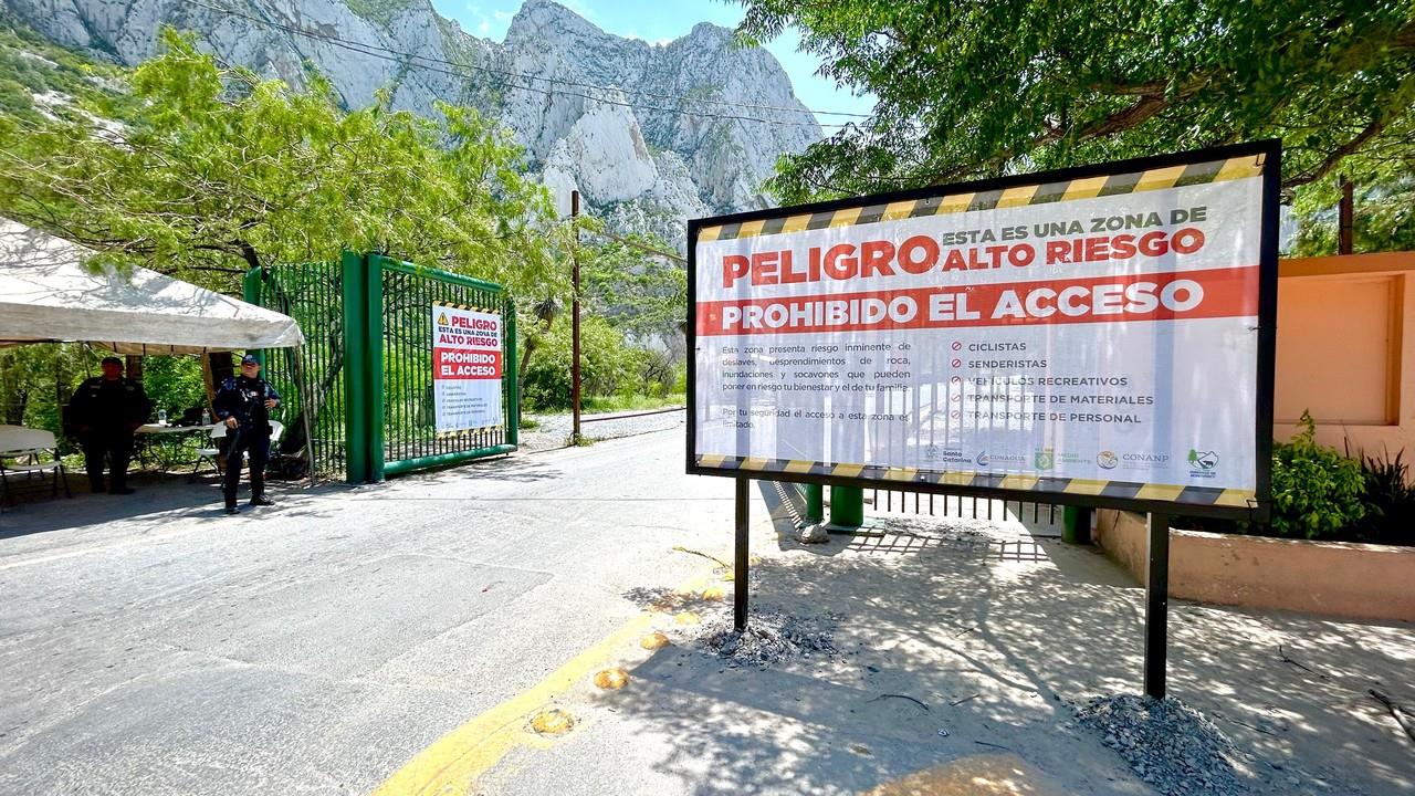 Restringen el acceso en La Huasteca. Foto: Gobierno de Santa Catarina