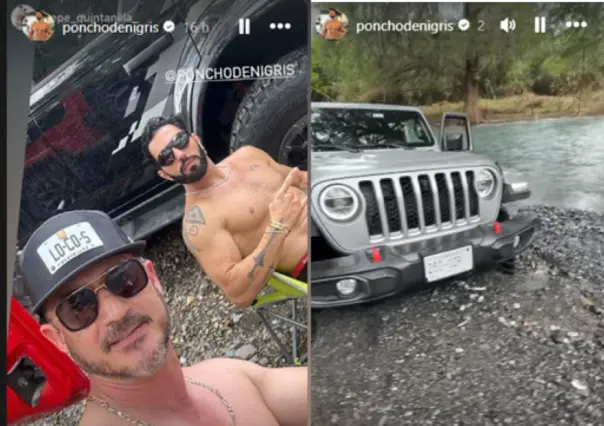 Poncho De Nigris pasea en jeep con amigos por río Ramos: lo critican en redes