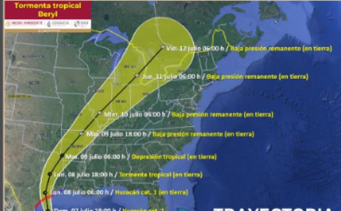 Tormenta tropical Beryl se acerca a Tamaulipas. Foto.SMN