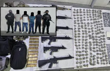 Agentes capturan a seis hombres con drogas y armamento en Escobedo