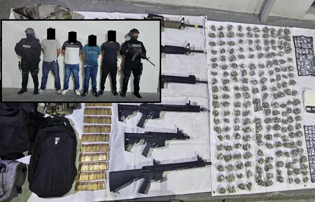 Agentes capturan a seis hombres con drogas y armamento en Escobedo