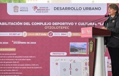 Gobernadora y alcaldesa rehabilitan complejo deportivo en Otzolotepec