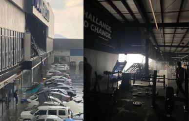 Lluvia y viento tumban ventanal de gimnasio en Zapopan; reportan inundaciones