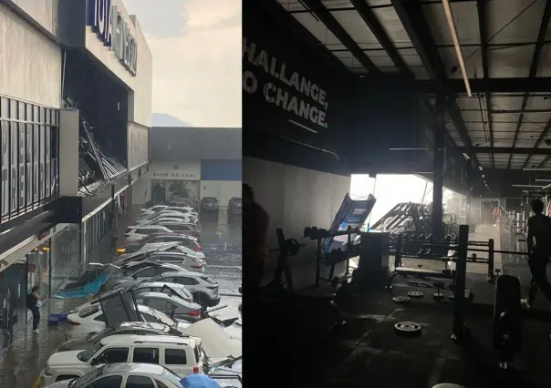 Lluvia y viento tumban ventanal de gimnasio en Zapopan; reportan inundaciones