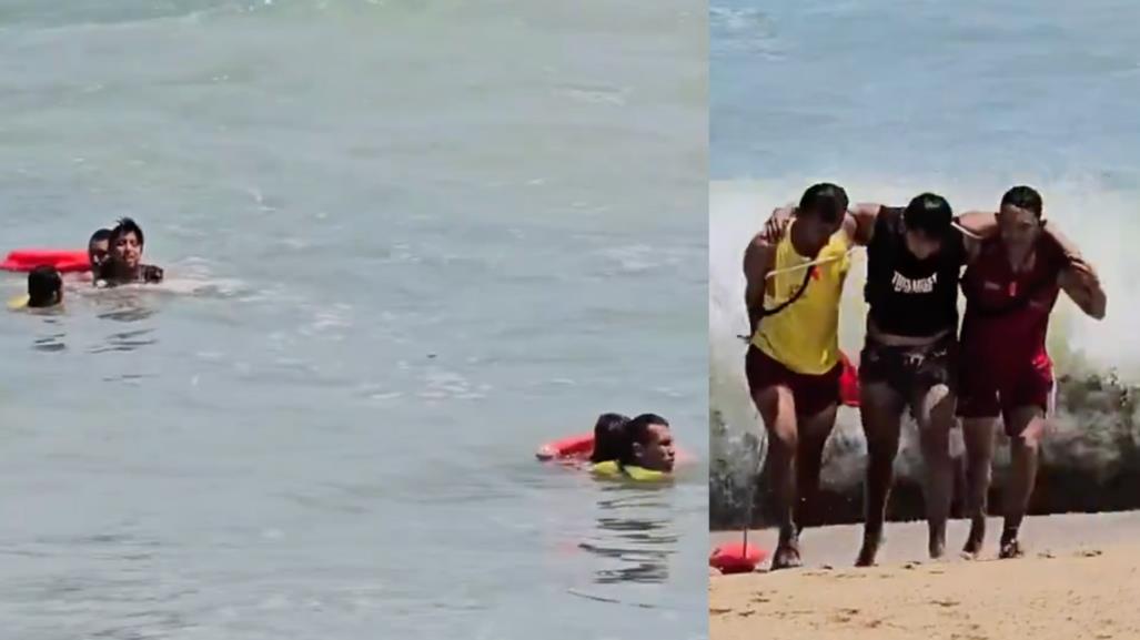 Heroicos salvavidas rescatan a dos personas de morir ahogadas en Acapulco(VIDEO)