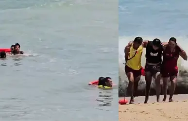 Heroicos salvavidas rescatan a dos personas de morir ahogadas en Acapulco(VIDEO)