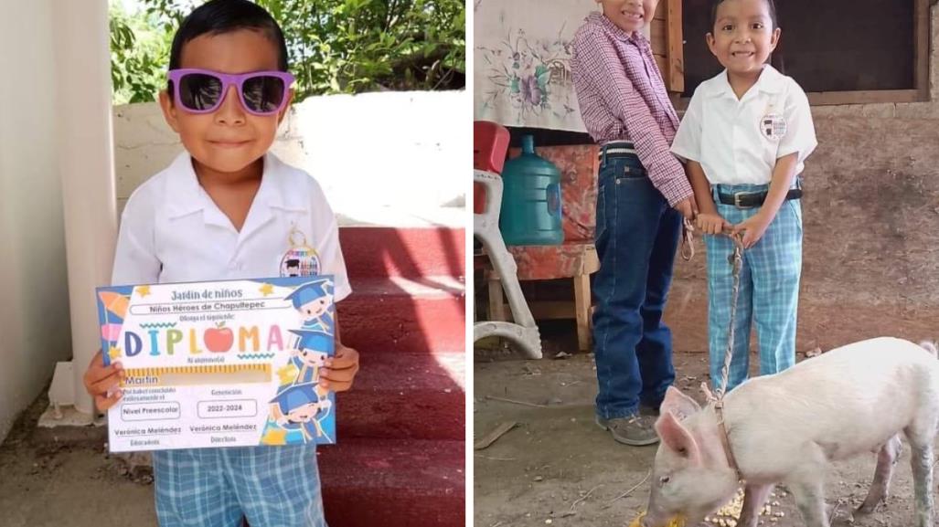 VIRAL: Se gradúa del jardín de niños y le regalan un cerdito