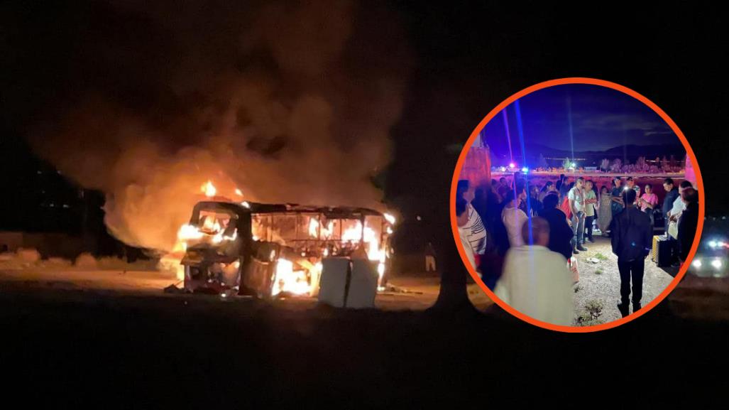 Autobús peregrino se incendia en límites de Coahuila y Nuevo León