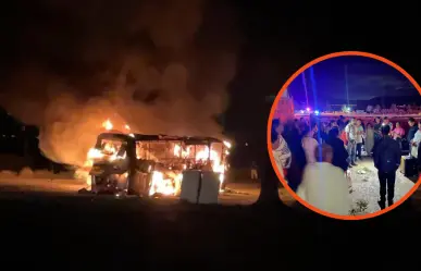 Autobús peregrino se incendia en límites de Coahuila y Nuevo León