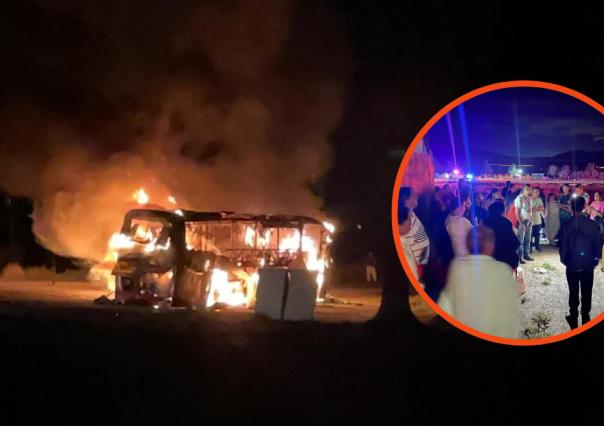 Autobús peregrino se incendia en límites de Coahuila y Nuevo León