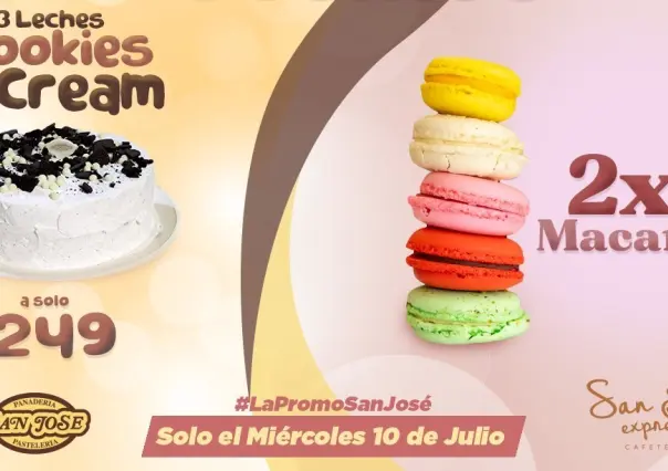 ¡Promoción miércoles en Pastelerías San José! 3 leches Cookies & Cream