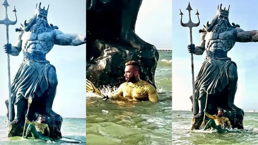 Aquaman y Poseidón: encuentro viral en Progreso, Yucatán