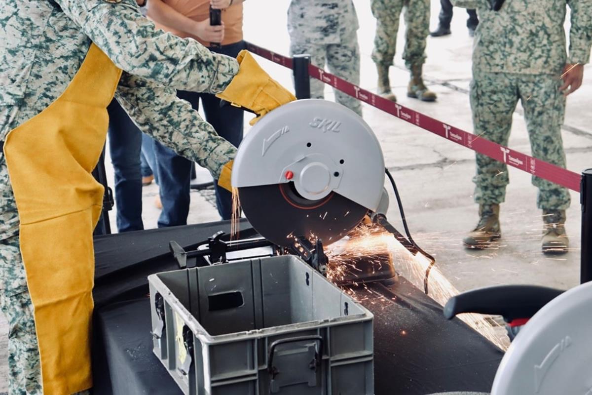 Fueron destruidas cerca de 500 armas aseguradas en diversas acciones en Tamaulipas. Foto: Agencia