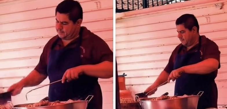 Taquero se vuelve viral por su gran parecido a Alfredito Olivas (VIDEO)