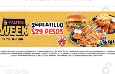 ¡Las Alitas Week! Segundo platillo a 29 pesos en Las Alitas