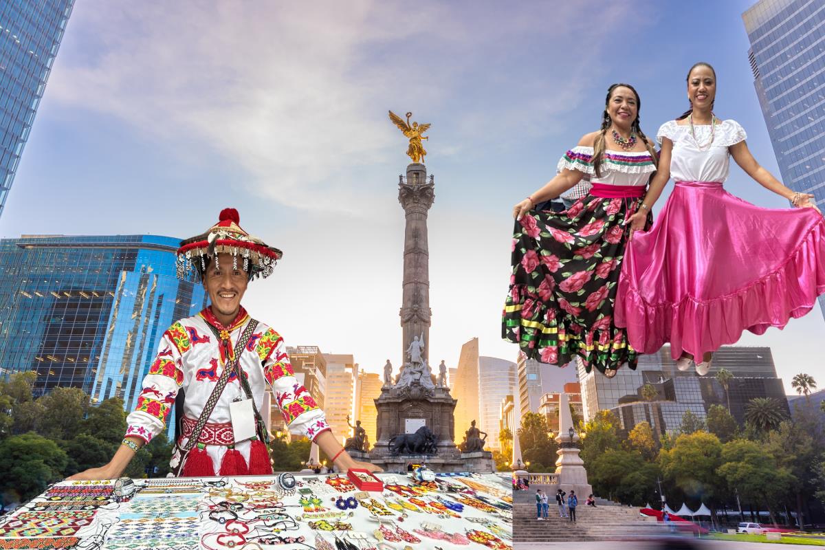 El Ángel de la Independencia en CDMX, personas del festival turístico. Foto: @turismocdmx