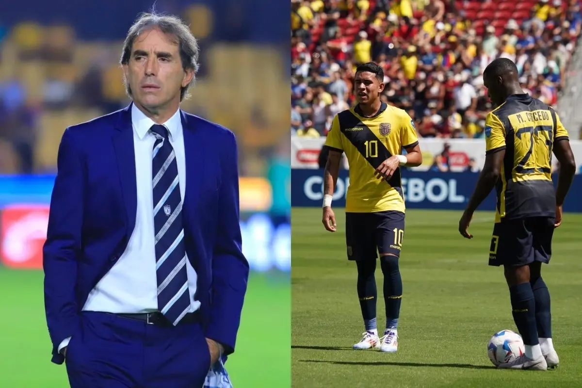 Guillermo Almada y jugadores de la Selección de Ecuador foto: Especial