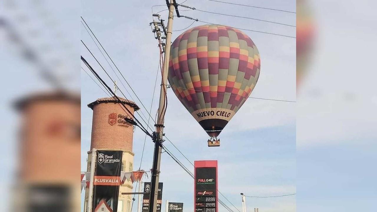 El globo aerostático aterrizó en un predio muy cerca del AIFA, se desconoce si hubo personas lesionadas. Foto: Captura de pantalla