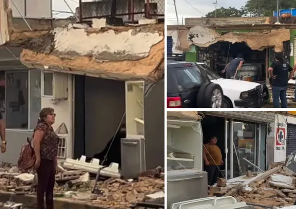 Intensas lluvias causan el colapso de marquesinas en San Juan Grande