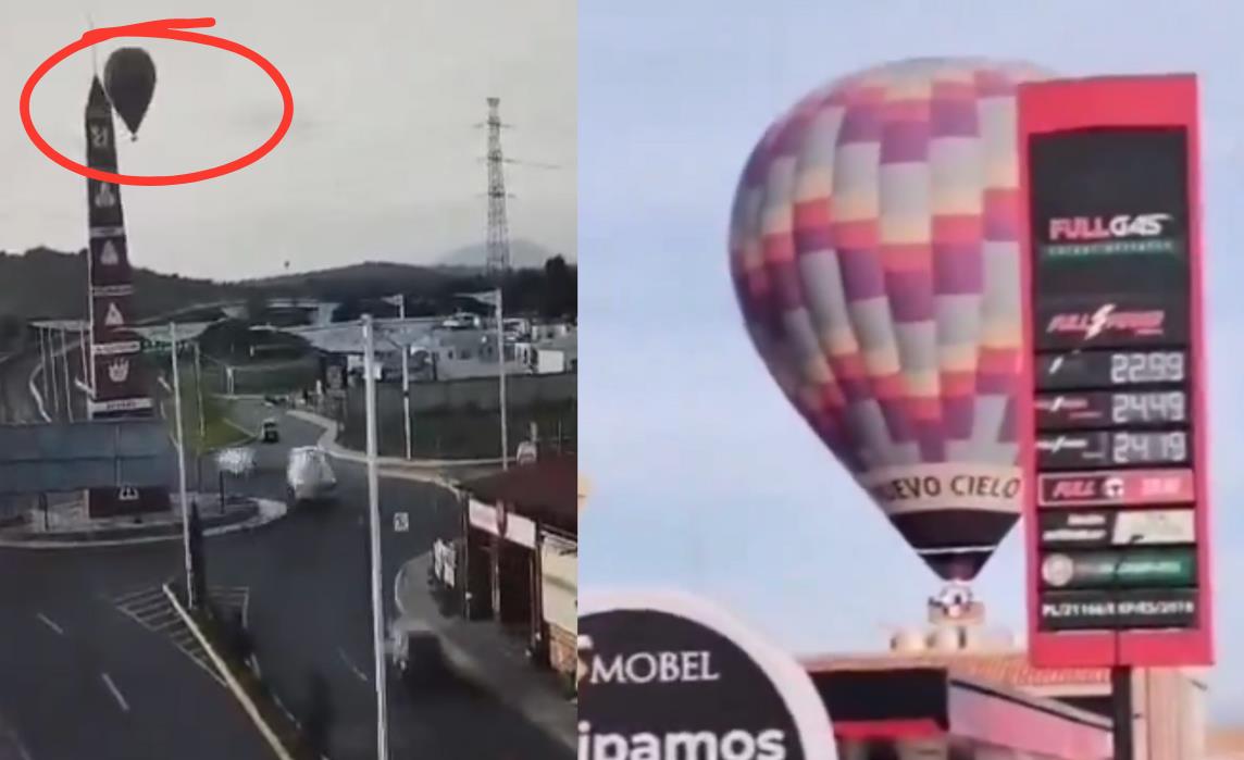 Realizan aterrizaje de emergencia de globo aerostático. Foto: Redes Sociales