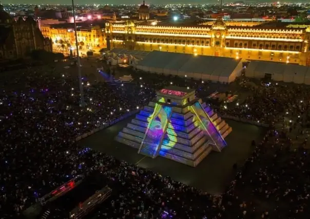 Revive Chichén Itzá: Así fue el encendido de la réplica de Kukulcán en el Zócalo