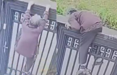 Video viral: mujer de 92 años trepa portón de 2 metros y escapa de residencia