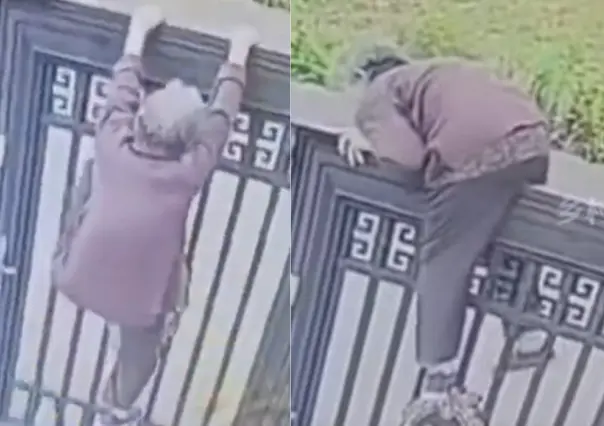 Video viral: mujer de 92 años trepa portón de 2 metros y escapa de residencia