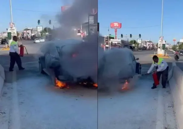 Abuelito en llamas, se incendió el auto de una persona de la tercera edad