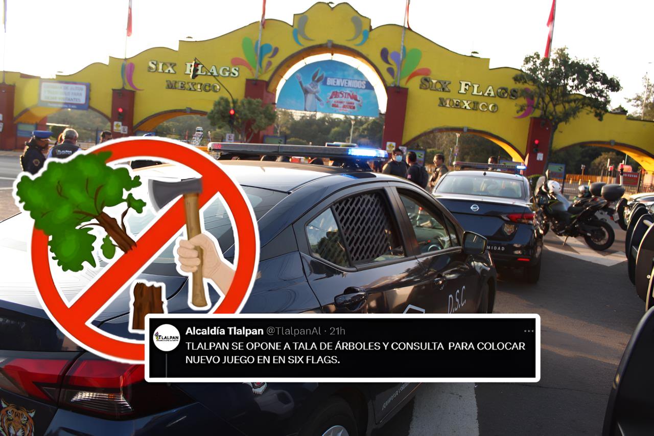 Entrada de Six Flags México. Foto: @TlalpanAl