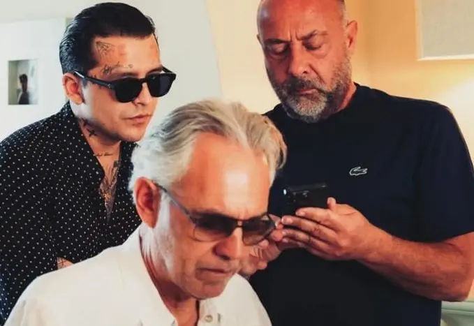 Christian Nodal invitado de lujo de Andrea Bocelli Foto: Instagram