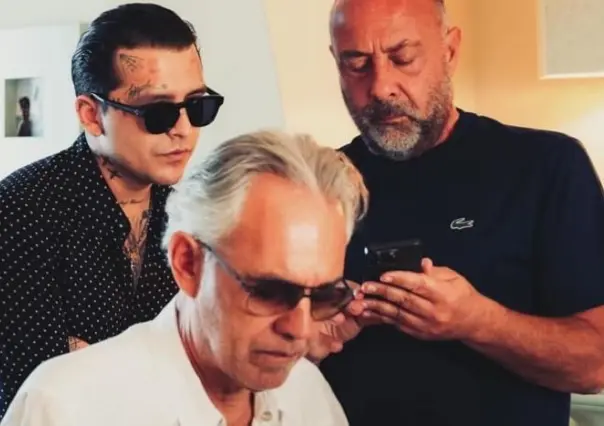 Christian Nodal invitado de lujo de Andrea Bocelli (VIDEO)