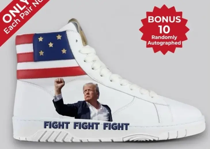 Estos zapatos, que según la empresa representan la determinación y valentía de Trump. Foto: X.