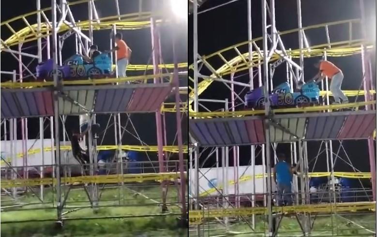 Una falla mecánica en los juegos de la feria de Escobedo ocasionó que varias personas quedaran atrapadas. Foto. Captura de Imagen FB