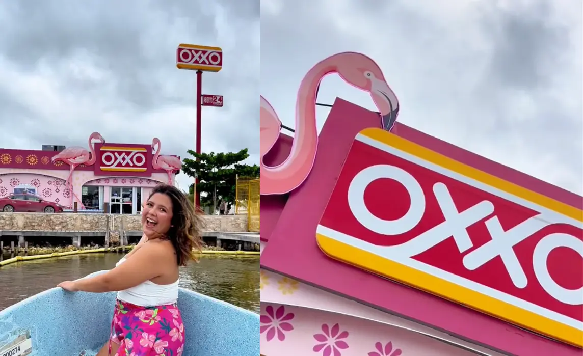 Oxxo en Puerto de Progreso en Yucatán. Foto: Captura pantalla TikTok: @pies viajeros