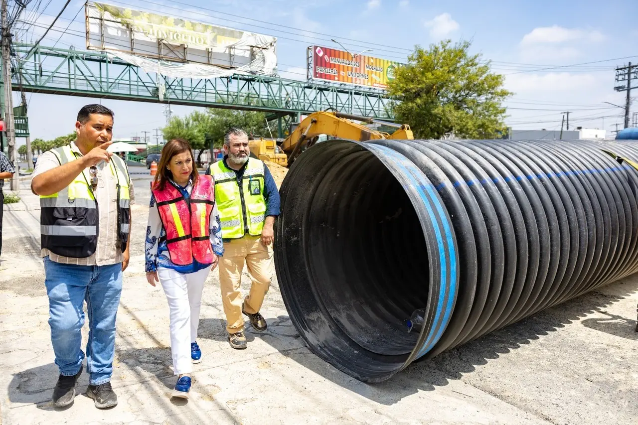 En la zona de la avenida Pablo Livas y Calle Guadalupe en Rincón de Guadalupe, se está llevando a cabo la segunda etapa de una obra de drenaje pluvial. Foto: Especial.