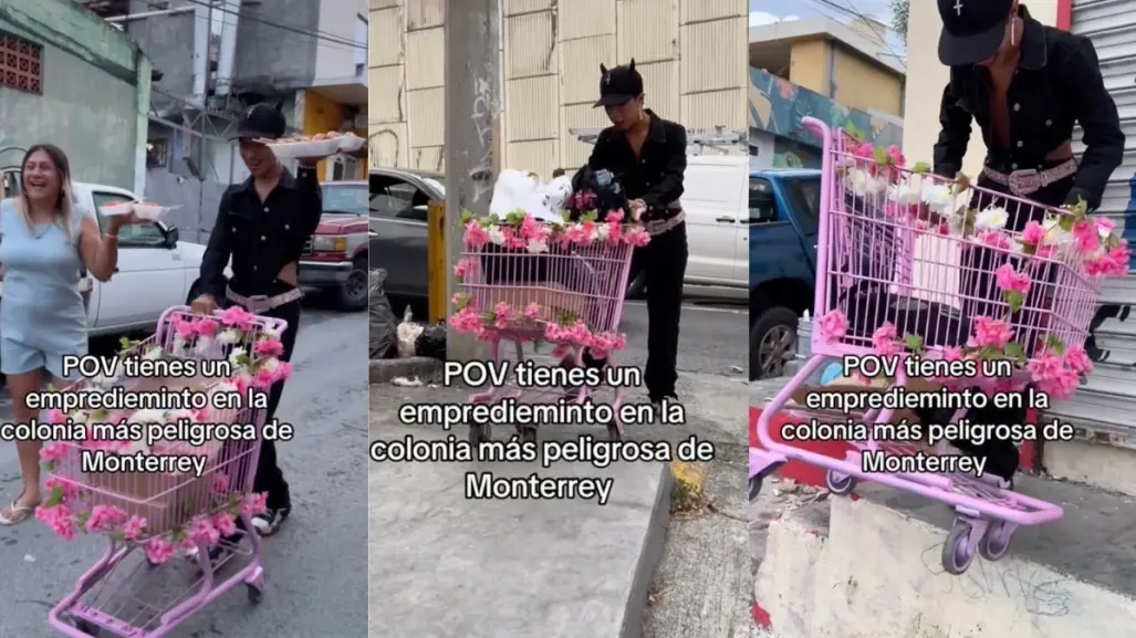 Emprendedor en Monterrey: ofrece gomitas enchiladas en su carrito de flores