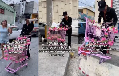 Emprendedor en Monterrey: ofrece gomitas enchiladas en su carrito de flores