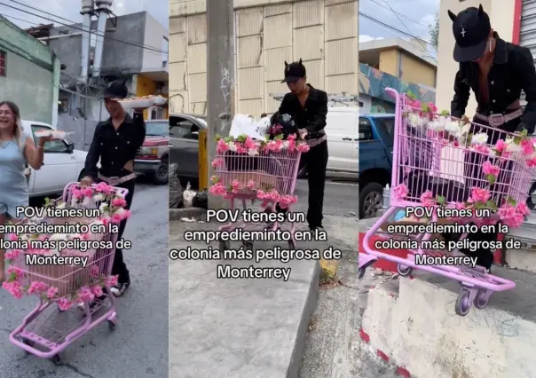 Emprendedor en Monterrey: ofrece gomitas enchiladas en su carrito de flores