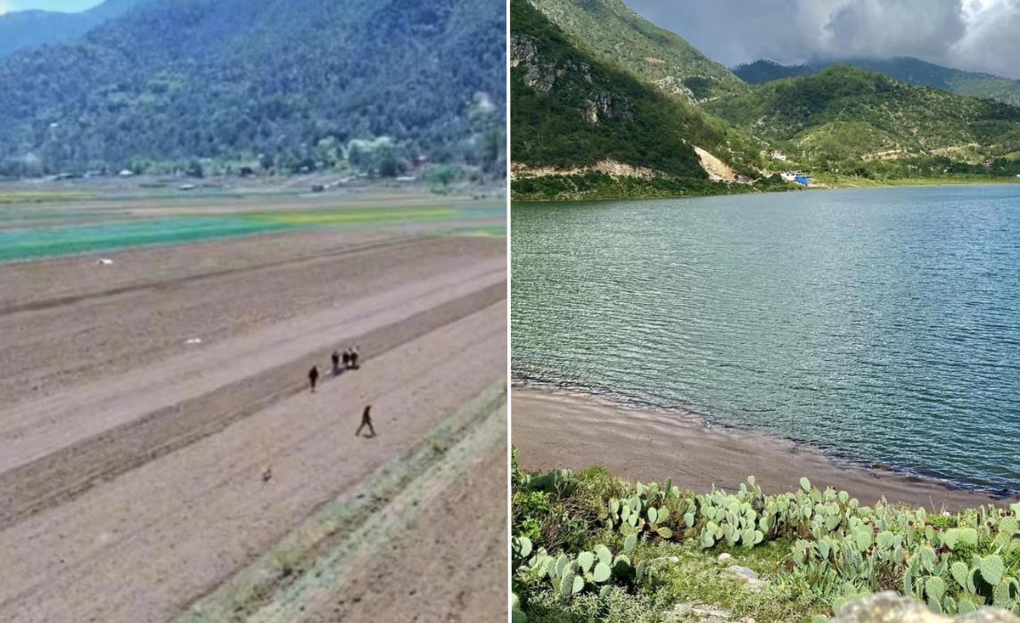 Un antes y después en la Laguna de Sánchez, tras el paso de la tormenta Alberto. Foto: Especial